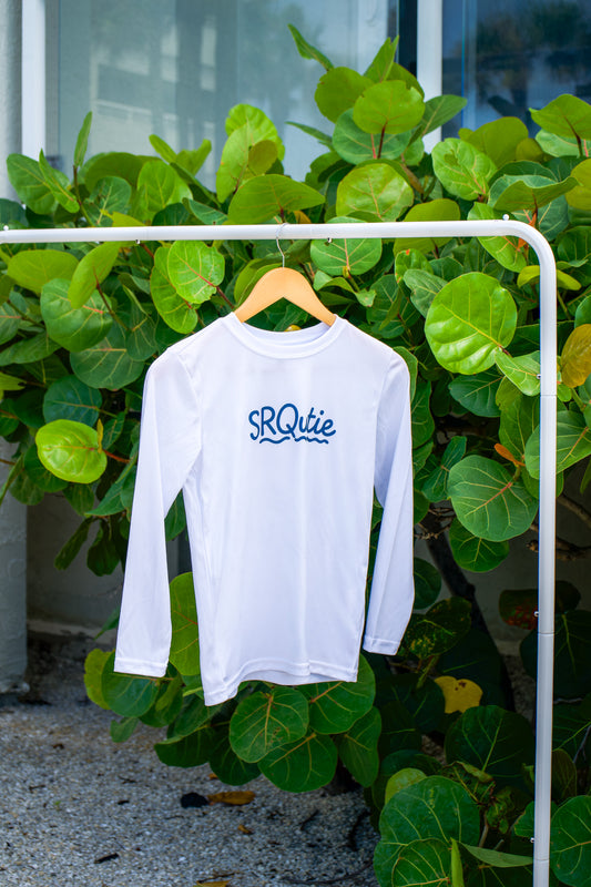 Front view of the Youth Sun SRQutie SPF LS Tee