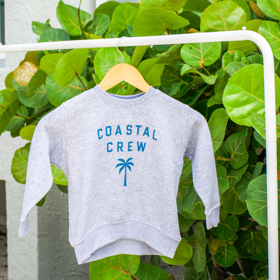 Front view of the Youth Coastal Crew Sweatshirt in Heather