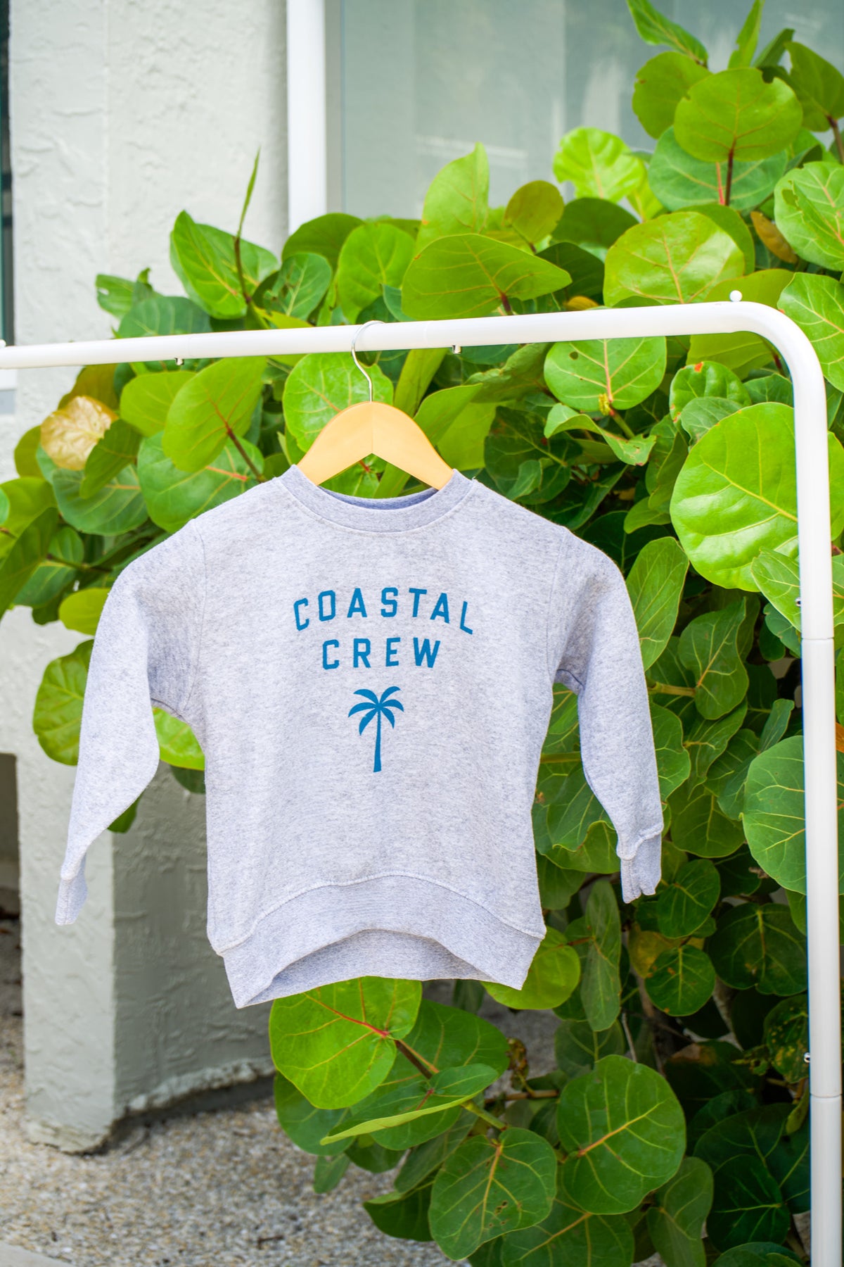 Front view of the Youth Coastal Crew Sweatshirt in Heather