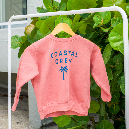 Front view of the Youth Coastal Crew Sweatshirt in Mauve