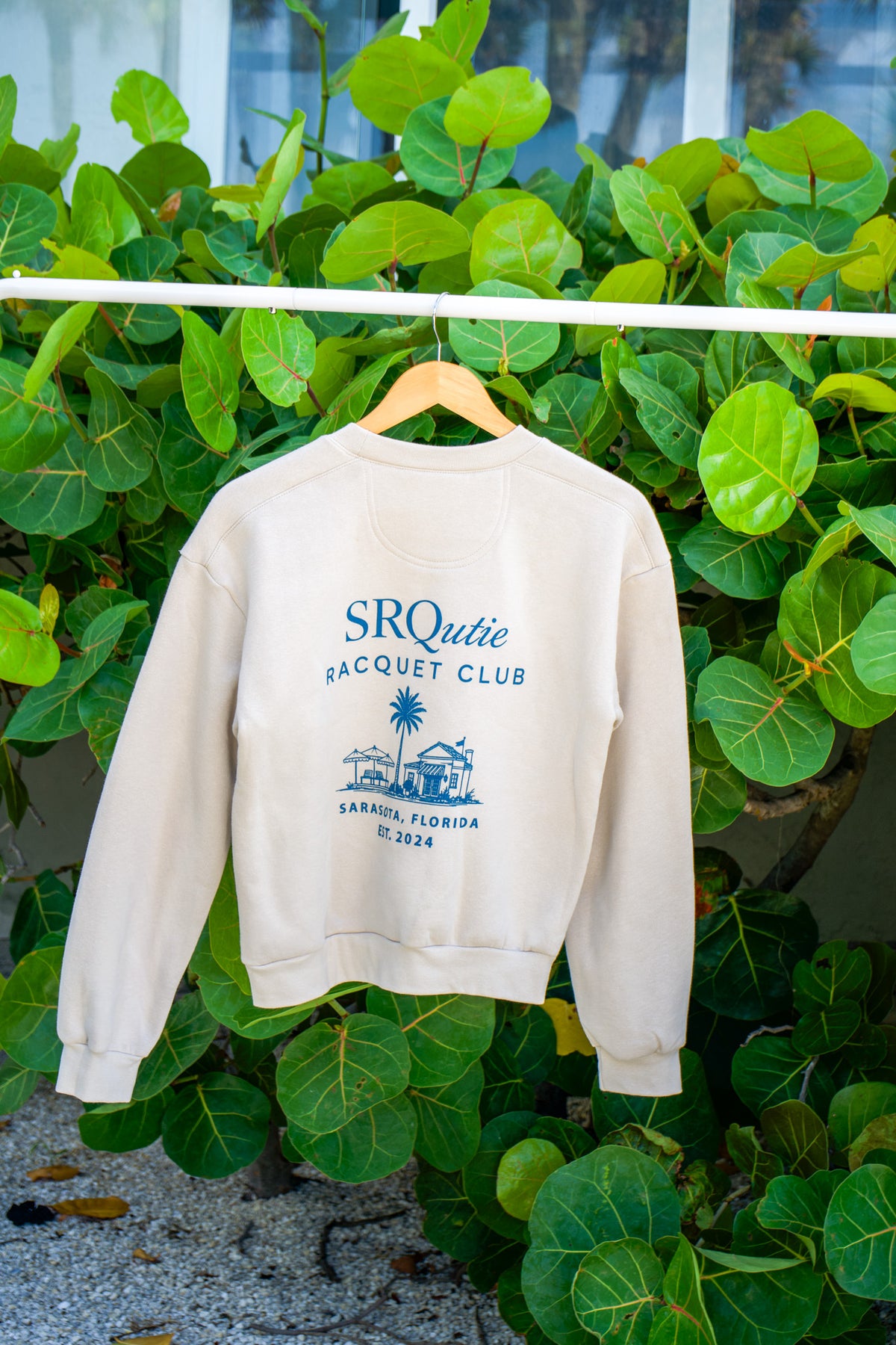 Back view of the Racquet Club SRQutie Sweatshirt