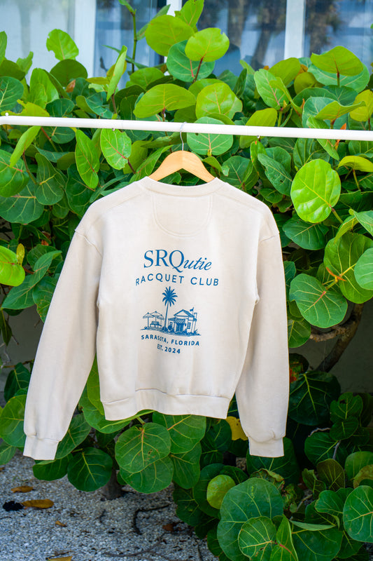 Back view of the Racquet Club SRQutie Sweatshirt