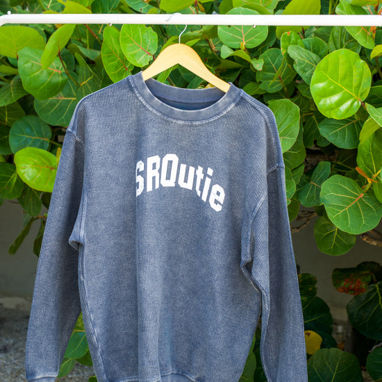 The women's SRQutie Ribbed Varsity Sweatshirt in Navy