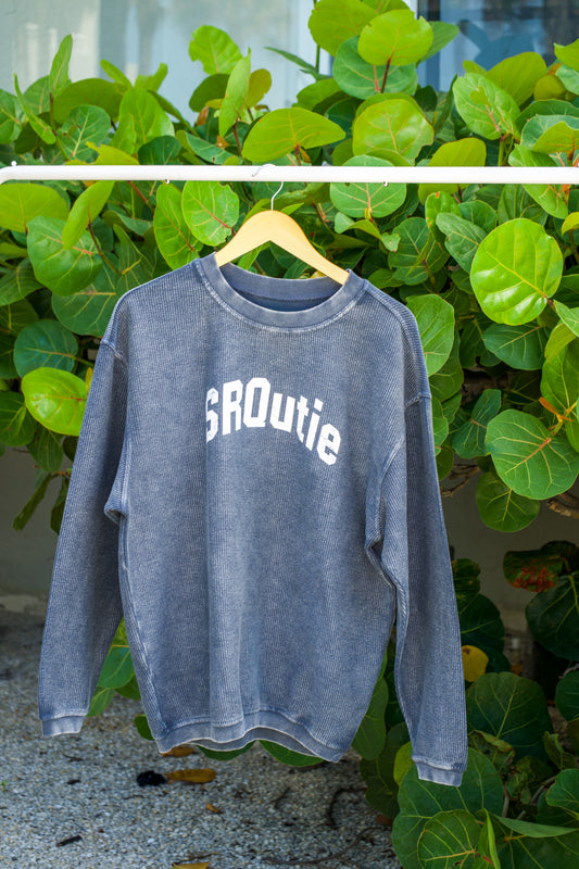 The women's SRQutie Ribbed Varsity Sweatshirt in Navy