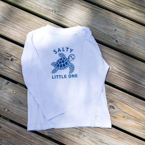 Back view of the Toddler Salty SRQutie SPF LS Tee