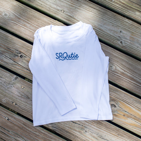 Front view of the Toddler Salty SRQutie SPF LS Tee